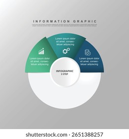 design template banner infographic. 3 step process information or presentation with icons