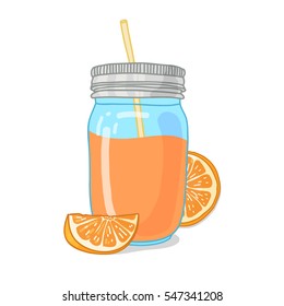 Design Template banner, poster, icons fruit smoothies. Illustration of orange juice Drink me. Freshly squeezed citrus juice for healthy life. Doodle cute style. Vector. 