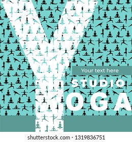 Design template banner, poster, poster, invitation for yoga studio. vector illustration
