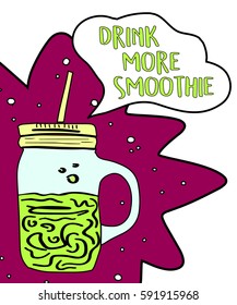 Design Template banner, poster with smoothie. Drink more smoothie phrase. 