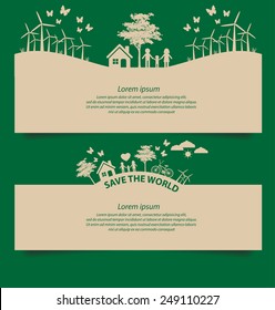 Design template banner set. Ecology concept vector illustration.