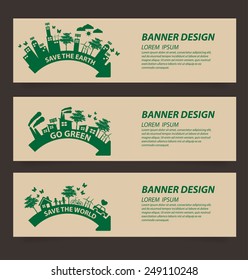 Design template banner set. Ecology concept vector illustration.
