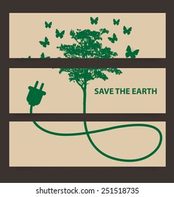 Design template banner set. Ecology concept vector illustration.