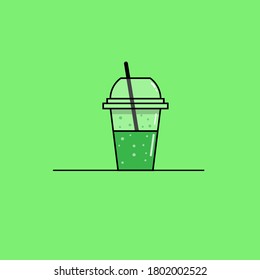 Design template banners, posters, icons. Milkshake on green background.