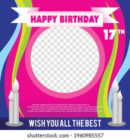 Design template for birthday with colorfull concept