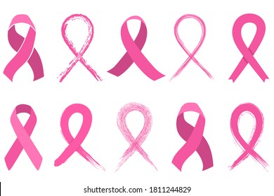 Design template for Breast cancer awareness month. Breast Cancer Awareness Ribbons and Badges.