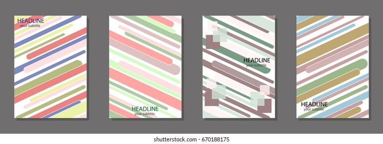Design template for brochure, cover, notepad, poster, textbook, schoolbook, notebook etc. Simple shapes. Set. Vector illustration.