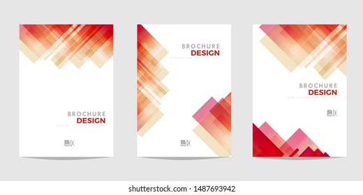 Design template for Brochure, Flyer or Depliant for business purposes. Red vector geometric abstract background with diagonal squares 