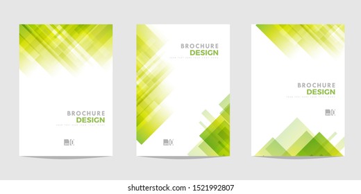 Design template for Brochure, Flyer or Depliant for business purposes. Green vector geometric abstract background with diagonal squares 