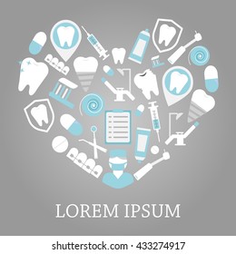 Design template for brochures, flyers, web sites. Dental icons.