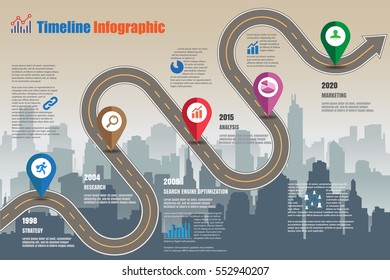 Design template, Building timeline infographic, Vector Illustration