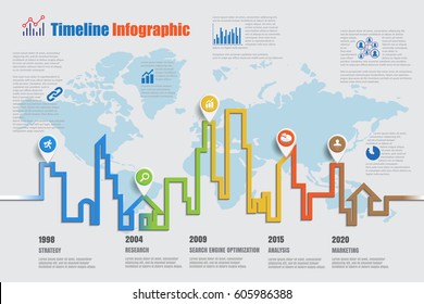 Design template, Building timeline infographic. Vector Illustration