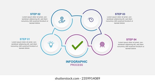 Design-Vorlage für Unternehmensinformationen mit vier Schritten oder Optionen. Vektorgrafik.