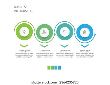 Infografik-Vektorelement mit vier Schritten oder Abschnitten für Geschäftsvorlagenbereiche erstellen 