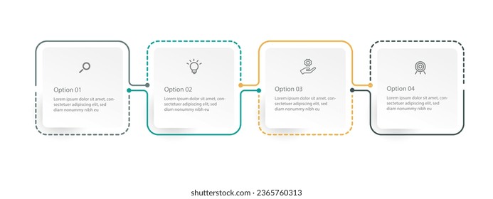 Design template business infographic vector element. Timeline process with 4 step and icons. Vector illustration suitable for web presentation and information graphic.