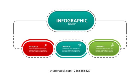 Design template business infographic vector element with 3 step options or sections 