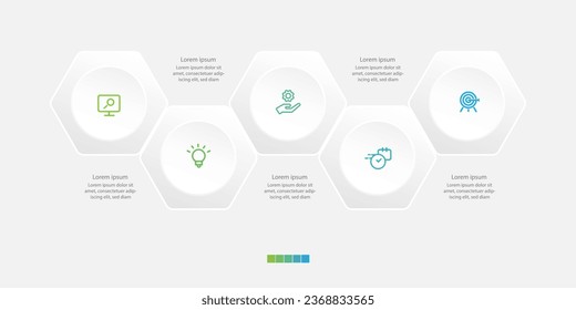 Design template business infographic vector element with icons and 5 options step for web presentation and information graphic.