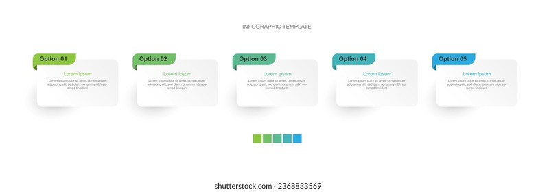 Design template business infographic vector element with icons and 5 options step for web presentation and information graphic.