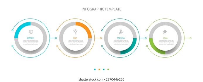 Plantilla de diseño elemento vector de plantilla de infografía de negocios con 4 opciones de paso para presentación información de negocios y gráfica 