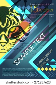 Design template with cat and place for text. Festival poster