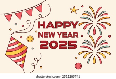 Modelo de design Cartaz de tipografia de celebração, banner ou cartão de saudação.Vetor ilustração de um feliz ano novo banner.Background para o feriado.
Modelo para inserir saudações. Ilustração vetorial