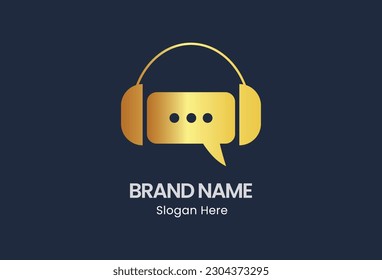 a design template for a chat vector logotype. The logotype design template incorporates a bubble talk element and utilizes negative space to create a visually appealing logo. The design is presented a