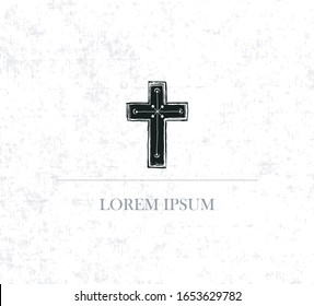 Design template with christian cross and place for your text on old paper background.