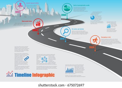 Design template, city road map timeline infographic brochure diagram planning presentation process webpages workflow. Vector illustration