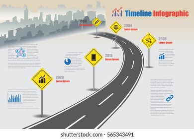 Design template, city timeline infographic. Vector Illustration