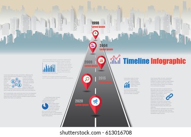 Design template, city timeline infographic. Vector Illustration
