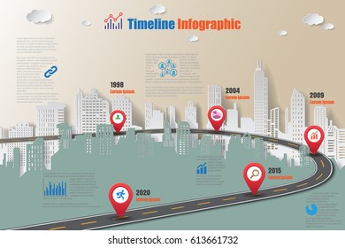 Design template, city timeline infographic. Vector Illustration