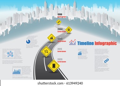 Design template, city timeline infographic. Vector Illustration
