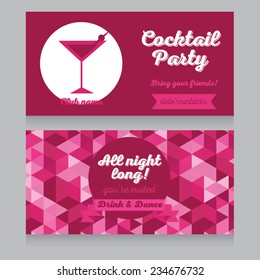 design template for cocktail party invitation, banner for dance club, vector illustration
