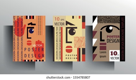 Design template cover, poster, brochure set. Retro style. A4 format. EPS 10 vector