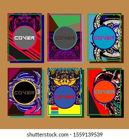 Design template cover, poster, brochure set. Retro style. A4 format. EPS 10 vector