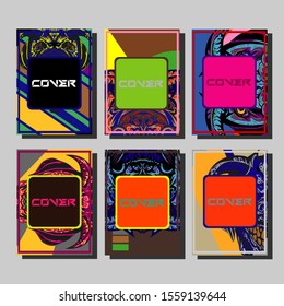 Design template cover, poster, brochure set. Retro style. A4 format. EPS 10 vector