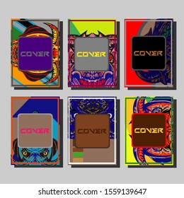 Design template cover, poster, brochure set. Retro style. A4 format. EPS 10 vector