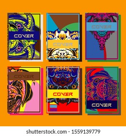 Design template cover, poster, brochure set. Retro style. A4 format. EPS 10 vector