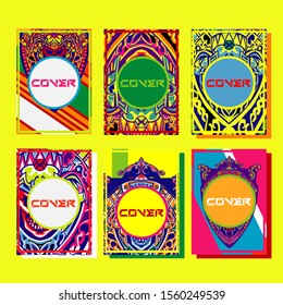 Design template cover, poster, brochure set. Retro style. A4 format. EPS 10 vector