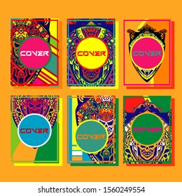Design template cover, poster, brochure set. Retro style. A4 format. EPS 10 vector