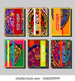 Design template cover, poster, brochure set. Retro style. A4 format. EPS 10 vector