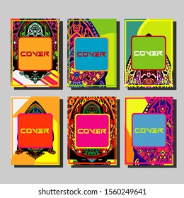 Design template cover, poster, brochure set. Retro style. A4 format. EPS 10 vector