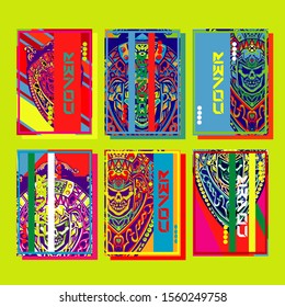 Design template cover, poster, brochure set. Retro style. A4 format. EPS 10 vector