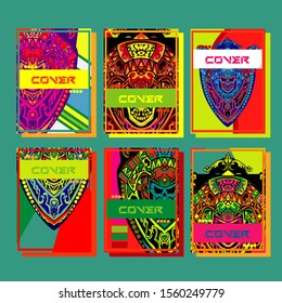 Design template cover, poster, brochure set. Retro style. A4 format. EPS 10 vector