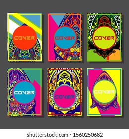 Design template cover, poster, brochure set. Retro style. A4 format. EPS 10 vector