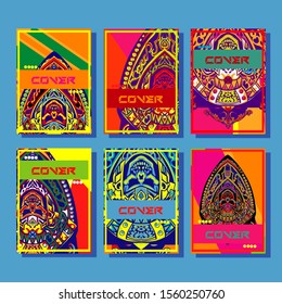 Design template cover, poster, brochure set. Retro style. A4 format. EPS 10 vector