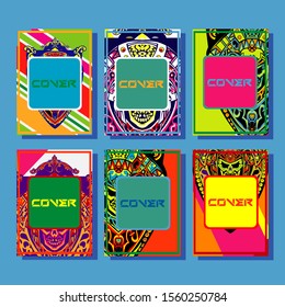 Design template cover, poster, brochure set. Retro style. A4 format. EPS 10 vector