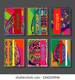 Design template cover, poster, brochure set. Retro style. A4 format. EPS 10 vector