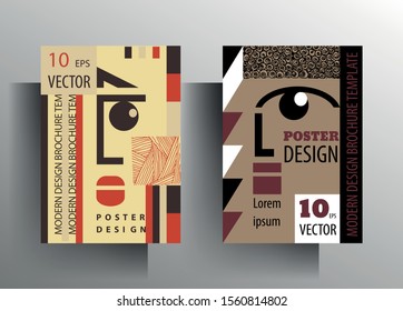Design template cover, poster, brochure set. Retro style. A4 format. EPS 10 vector