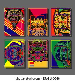 Design template cover, poster, brochure set. Retro style. A4 format. EPS 10 vector